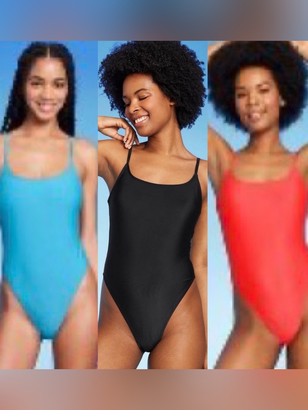BUNDLE X3 - Wild Fable Classic Black One-Piece Swimsuit
